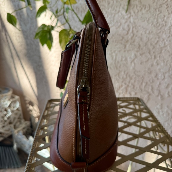 Dooney & Bourke Pebble Grain Zip Zip Satchel - Caramel Top Handle - Picture 4 of 11